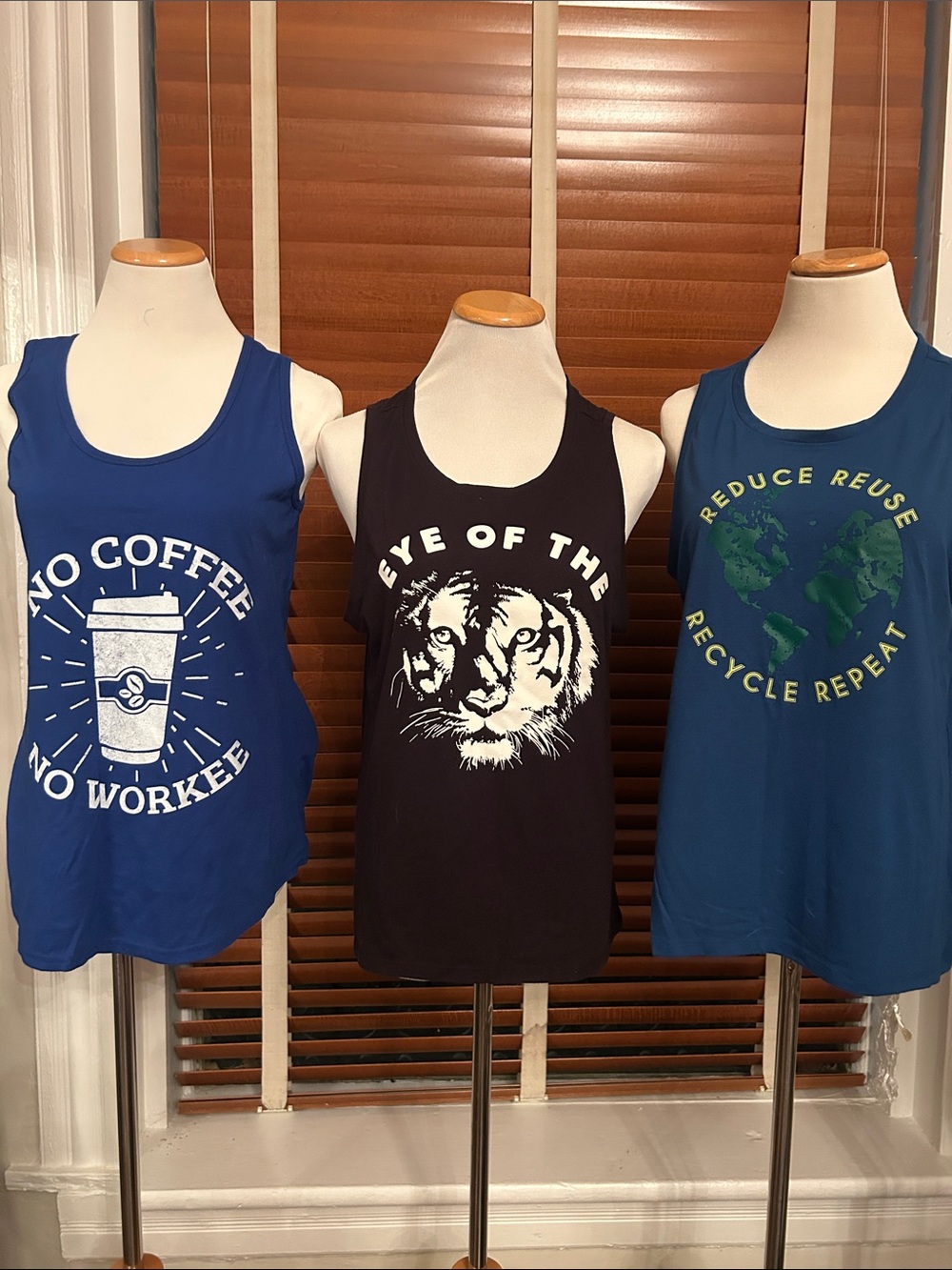 Graphic Tank Top Trio - Coffee, Tiger, Eco Prints